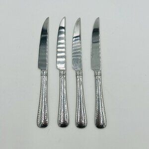 Reed and Barton Heritage Mint Hammered Stainless Steak Knives 9” Set of 4